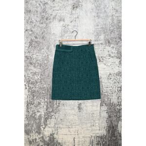 New Genes Lecoanet Hemant Green Embroidered Pencil Skirt Size 30